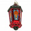 ФУП4-2491 - Елочная игрушка фигурка стеклянная "Рождественский фонарь" h11,5см, ручная художественная роспись, подарочная упаковка (Россия)