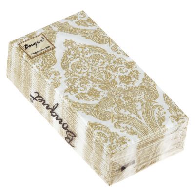 Салфетки бумажные "Bouquet Original de Luxe" 33х33см, 2-х слойные, 20 штук в упаковке, 100% целлюлоза, "Royal золото на белом" (Россия)