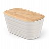 APR002PSBG - Хлебница пластмассовая "Основа" 39,5х22,5х20,5см, с разделочной доской из бамбука, теплый бежевый (Россия)