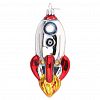 ФУП4-2213 - Елочная игрушка фигурка стеклянная "Космос. Ракета" h11см, ручная художественная роспись, подарочная упаковка (Россия)