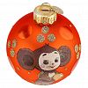 КУ-80-234127 - Елочная игрушка шар стеклянная "Чебурашка 3" д8см, ручная художественная роспись, подарочная упаковка (Россия)