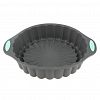 S1078 - Форма для выпечки силиконовая 30,6х25,4х6см 2,15л "Мастерица", круг, рифленая, внутренний размер д24см h5,5см, дно д22см, усиленные ручки, серый (Китай)
