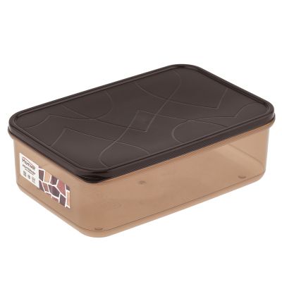 "Модена" Контейнер для продуктов пластмассовый 1,5л, 20,9x14,2x7см, прямоугольный, гибкая крышка, темно-коричневый, подходит для СВЧ (Россия)