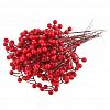 172.73 - Декоративная ветка "Ягода" 30см, 17 ягод д1,2см, пенопласт, красный (Россия)