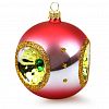 С84 - Елочная игрушка шар стеклянная "Фонарики" д8,5см, ручная художественная роспись, цвета микс, подарочная упаковка (Россия)
