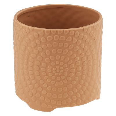 Горшок для цветов керамический "Спираль" 1,2л, д12,3см, h13см, внутренний д12см, фактурный глянец, на ножках, противоскользящие накладки, без поддона, темно-бежевый, в коробке (Китай)