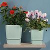 5PL0777 - Горшок для цветов пластмассовый "Квадрат-Гранд," 1,5л, 12,5х12,5х12,5см, с поддоном, мятный (Россия)