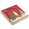 57851 - Салфетки бумажные "Bouquet Home Collection Classic" 33х33см, 3-х слойные, 20 штук в упаковке, 100% целлюлоза, "Елочки на красном" (Россия)
