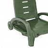 150-0008 - Шезлонг из полипропилена 186х76,5х89см, регулировка спинки: 4 положения, складная подставка для ног, подставка для напитков, ящик для хранения, на колесах д19см, max нагрузка 100кг, болотный (Россия)