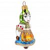ФУ-463 - Елочная игрушка фигурка стеклянная "Козочка в платочке" h10см, ручная художественная роспись, подарочная упаковка (Россия)