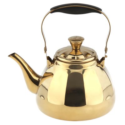 Чайник заварочный из нержавеющей стали "Кубань" 1,1л, д15см, h13,5см, горло д7см, фильтр-сито, ручка с силиконовой вставкой, рельефный, золотой, в коробке (Китай)