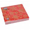 57530 - Салфетки бумажные "Bouquet Home Collection Classic" 33х33см, 3-х слойные, 20 штук в упаковке, 100% целлюлоза, "Золотые снежинки на красном" (Россия)