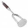 AIO-AA1615 - Картофелемялка из нержавеющей стали "Палисандр" 34,5х8,7х7,5см, усиленная, ручка со вставкой из красного дерева, отверстие для подвешивания (Китай)