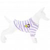 6050 - "Пэт тойс (Pet toys)" Одежда для собаки "Толстовка на меху" "Полосатик" с принтом, р-р S, длина спинки 24см/обхват груди 30см/обхват шеи 22см, цвет-сиренево-белый, искусственный мех (100% полиэстер) (Китай)
