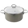 8SD225S - "Bon appetit" Кастрюля эмалированная 5,5л, цилиндрическая форма, стеклянная крышка, мокрый асфальт (Россия)