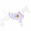 6050 - "Пэт тойс (Pet toys)" Одежда для собаки "Толстовка на меху" "Полосатик" с принтом, р-р M, длина спинки 28см/обхват груди 34см/обхват шеи 24см, цвет-сиренево-белый, искусственный мех (100% полиэстер) (Китай)