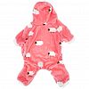 6087 - "Пэт тойс (Pet toys)" Одежда для собаки "Комбинезон" "Овечка" с капюшоном, с хвостиком, на кнопках, р-р S, длина спинки 19см/обхват груди 32см/обхват шеи 28см, цвет-розовый, плюш (100% полиэстер) (Китай)

