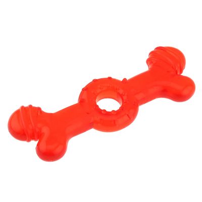 Игрушка для собаки "Косточка бублик" 13,6х4,5х1,5см, полипропилен, фактурная, прозрачные цвета микс (красный, синий, зеленый), "Пэт тойс (Pet toys)" (Китай)