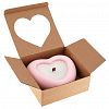 52 1026 0481 - Свеча "Сердечко" 17,3х16х5,6см, парафин, в подсвечнике из гипса, деревянный фитиль, розовый, время горения 5,5 часов (Россия)