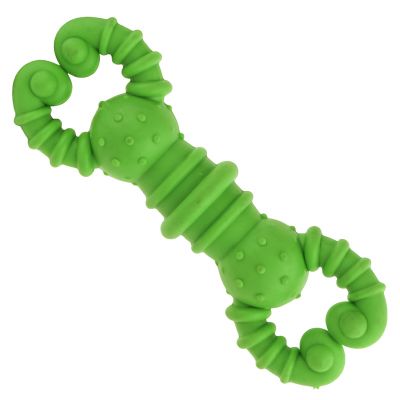 Игрушка для собаки "Рак" 12х4,5х2,5см, полипропилен, фактурная, цвета микс (темно-розовый, синий, зеленый, ярко-оранжевый), "Пэт тойс (Pet toys)" (Китай)