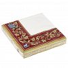 57411 - Салфетки бумажные "Bouquet Home Collection Classic" 33х33см, 3-х слойные, 20 штук в упаковке, 100% целлюлоза, "Золотые узоры бордовый фон" (Россия)
