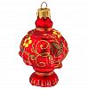 ФУ-231/Н - Елочная игрушка фигурка стеклянная "Самовар "Народные Узоры" h11см, ручная художественная роспись, подарочная упаковка (Россия)