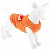 6035 - "Пэт тойс (Pet toys)" Одежда для собаки "Жилетка" с декором - лев, р-р  XL, длина спинки 32см/обхват груди 40см/обхват шеи 22см, цвет-оранжевый, искусственный мех (100% полиэстер) (Китай)