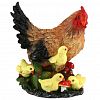 ФП1153 - Скульптура-фигура для сада из полистоуна "Курица коричневая с 4-мя цыплятами" 36х30х24см (Россия)