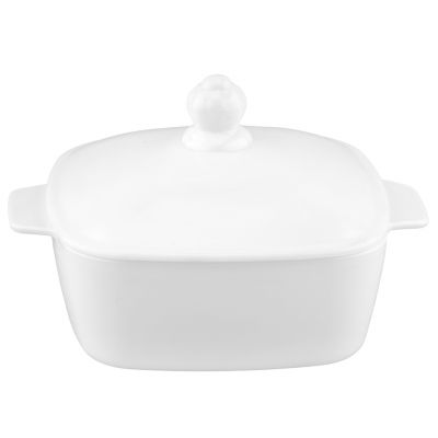 "Шеф" Супница 1,45л, 18х18х7см, с ручками (общая длина 23см), с крышкой (общая h14,5см), стеклокерамика, цвет белый, в коробке, т.м. "Домашняя мода" (Китай)
