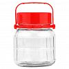 1L - Банка стеклянная с винтовой крышкой "Консервация" 1л, д11см, h13,5см, пластмассовая крышка - 2 штуки: прижимная белая, винтовая, горло д7,7см, основание д10см, подвижняа ручка (Китай)