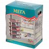0808 - Этажерка для обуви пластмассовая 5-и ярусная "Мега" 50х37,5х91см, ярус на одну пару обуви, черно-серебряный (Россия)