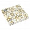 57516 - Салфетки бумажные "Bouquet Home Collection Classic" 33х33см, 3-х слойные, 20 штук в упаковке, 100% целлюлоза, "Золотые снежинки на бежевом" (Россия)