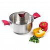 TR-17286 - Кастрюля из нержавеющей стали "Грейси" 2,2л, д18см, h9,4см, s0,5мм, дно s4мм, стеклянная жаропрочная крышка, стальной обод, пароотвод, капсулированное дно, полировка внешняя - матовая, внутренняя - матовая, мерная шкала, бакелитовые ненагревающиеся р