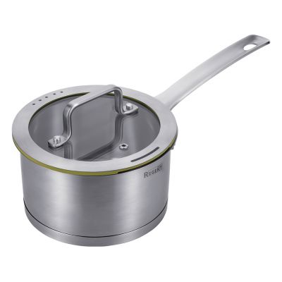 Ковш из нержавеющей стали "Linea PALERMO" 1,8л, д16см, h9см, s0,6мм, дно s15мм, трехслойное капсулированное дно, стеклянная крышка-дуршлаг с силиконовым ободком, два режима слива воды, ручка из нержавеющей стали, цветная коробка, "Regent" (Китай)