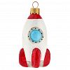 ФУ-775 - Елочная игрушка фигурка стеклянная "Космическая ракета" h10см, ручная художественная роспись, подарочная упаковка (Россия)