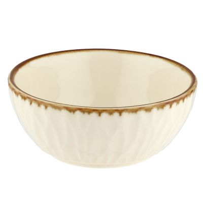 "Вишенка" Блюдце для варенья (розетка) фарфоровое д10,7см, h4,5см, 250мл, с деколью, отводка, рифленый борт, кремовый (Китай)