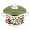 6KB021M - "Вкусный компот" Набор эмалированных кастрюль 3 предмета: 2л, 3л, 4л, цилиндрическая форма, металлическая крышка, белый (Россия)