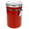 н/с - НЕСОРТ Банка для сыпучих продуктов из нержавеющей стали 1,8л, д12,5см, h17см, крышка акриловая с уплотнителем, с клипсой, цветной корпус, красный, в коробке (Китай) незначительные сколы эмали на корпусе, сколы на крышке. Товар возврату и обмену не по