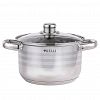 KL-4293-20 - Кастрюля из нержавеющей стали "Kelli" 3,5л, д20см, h13см капсульное дно, зеркальная и матовая полировка стеклянная крышка с паровыпуском, термостойкая клепаная ручка (Китай) Подходит для всех видов плит.