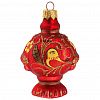 ФУ-231/Н - Елочная игрушка фигурка стеклянная "Самовар "Народные Узоры" h11см, ручная художественная роспись, подарочная упаковка (Россия)