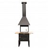 ВЗР2296 - Гриль "Suomi Grill" 128х430х72,5см, решетка-гриль из нержавеющей стали, деревянная полка, дымовой купол, дымоход 2 метра, зонт, сталь s2мм, термокраска, полимерная покраска, двойные стенки, Grillux (Россия)