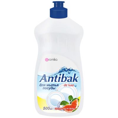 Средство для мытья посуды "Antibak de Luxe" 0,5л, 9х5х20см, цитрусовый фреш (Казахстан)