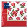 25569 - Салфетки бумажные "Bouquet" 33х33см, 3-х слойные, 20 штук в упаковке, 100% целлюлоза, "Скатерть с красными розами" (Россия)