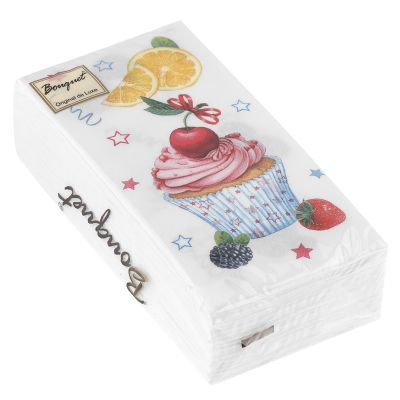 Салфетки бумажные "Bouquet Original de Luxe" 33х33см, 2-х слойные, 20 штук в упаковке, 100% целлюлоза, "Сладкие пирожные" (Россия)