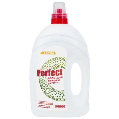Гель для стирки белья "Perfect" 4,3л, 18х13х35см, универсальный, бережная стирка, удаляет трудновыводимые пятна, придает свежесть и нейтрализует неприятные запахи, UNIVERSAL (Казахстан)