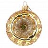 КУ-75-244099/1 - Елочная игрушка шар стеклянная "Фонарик 1" д7,5см, золотой, ручная художественная роспись, подарочная упаковка (Россия)