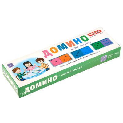 Домино большое "Классическое" 22,5х8х3,5см, полистирол, картонная коробка в ту пленке, "Stellar" (Россия)