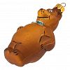 ФУ-506/18/3 - Елочная игрушка фигурка стеклянная "Мишка, голубой бант" h12см, ручная художественная роспись, подарочная упаковка (Россия)