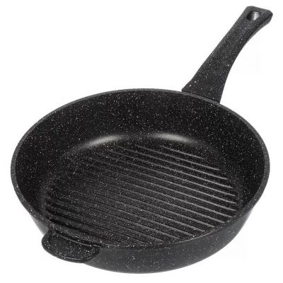 Сковорода-гриль с тефлоновым покрытием д28см "Гранит Induction", h7см, s0,4см, ручка из термостойкого пластика (Россия) Подходит для всех видов плит, включая индукционную.