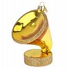 ФУП4-2571 - Елочная игрушка фигурка стеклянная "Граммофон золотой" h11,5см, ручная художественная роспись, подарочная упаковка (Россия)